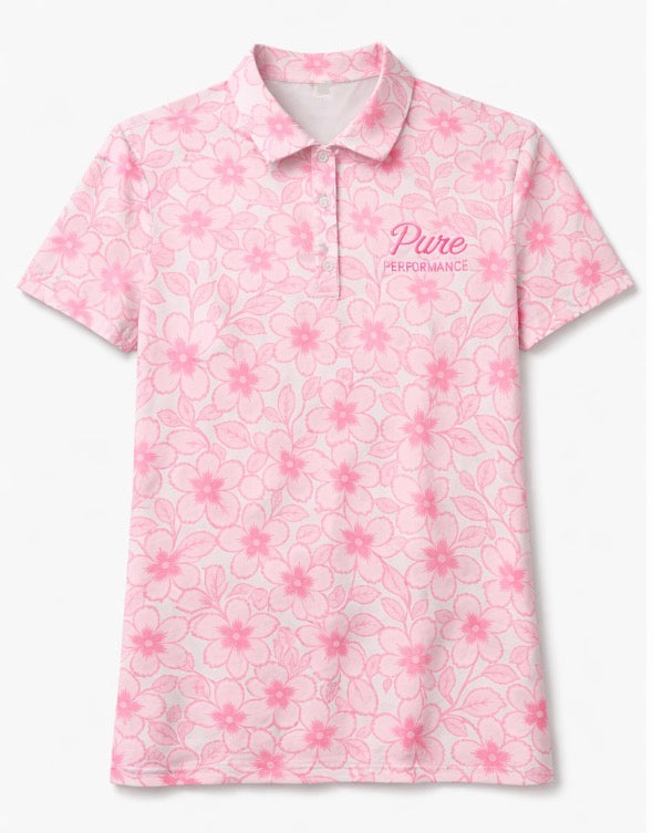 Pink Floral Polo