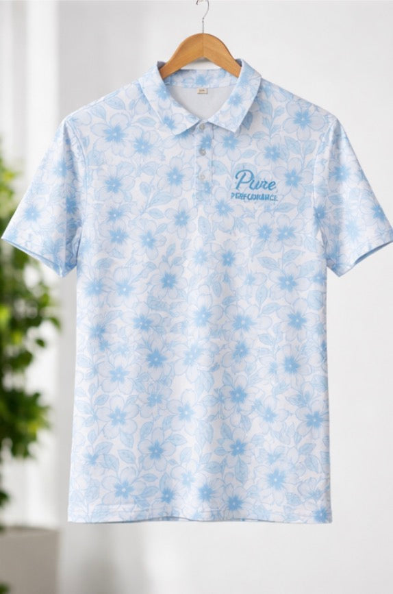 Blue Floral Polo