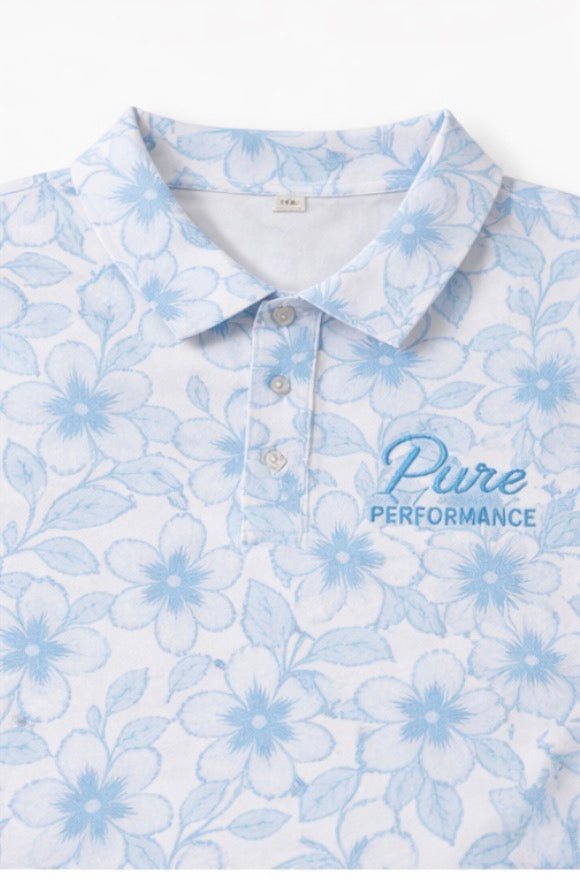Blue Floral Polo